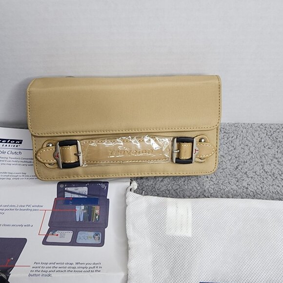 Travelon Tailored Convertible Crossbody Clutch Biege - Picture 1 of 14